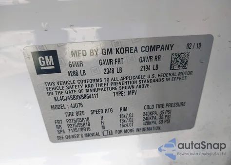 2019 Buick Encore Fwd Preferred из США, поврежденный, VIN KL4CJASBXKB864411